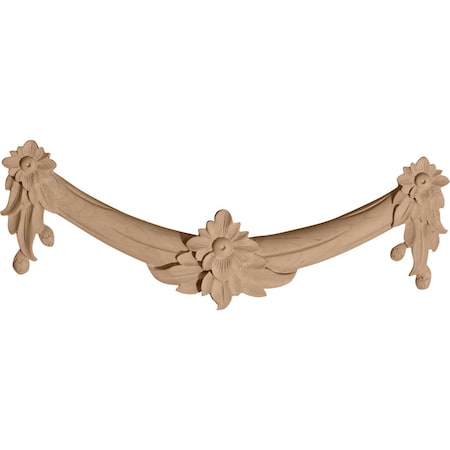 Ekena Millwork 11 1/4"W x 4 1/4"H x 1"D Small Floral Swag, Alder ONL11X04X01FLAL